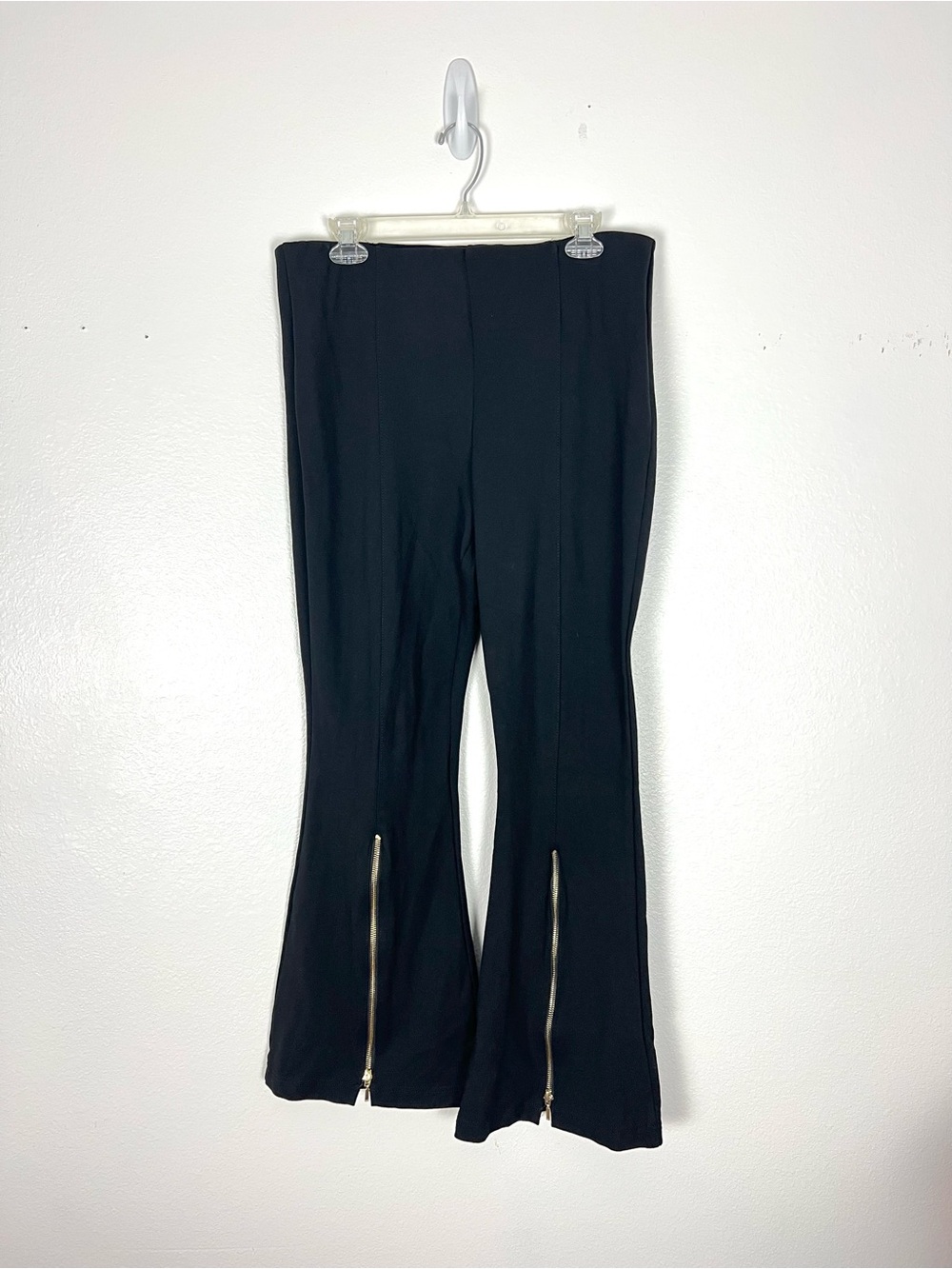 Investments Black Flare Pants with Gold Hem Zippers